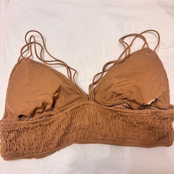 LISTELLE Orange Rust Strappy Triangle Ruched Sz M Scrunched Women's Bra Bralette - Picture 2 of 2